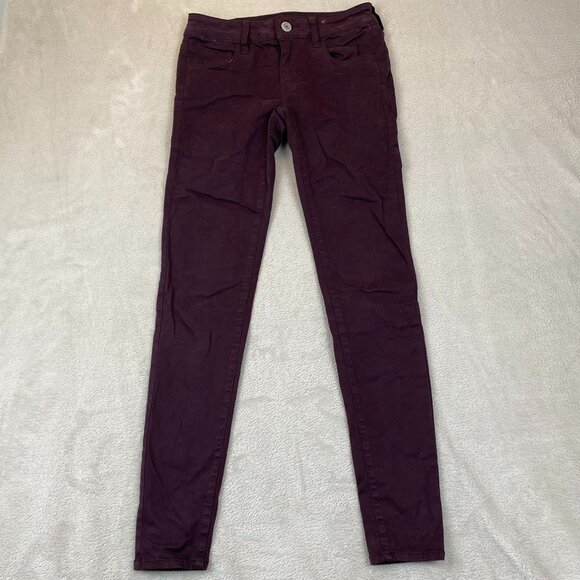 American Eagle Outfitters Womens Jeans Size 0 Skinny Jeggings Stretch Purple - Picture 14 of 15